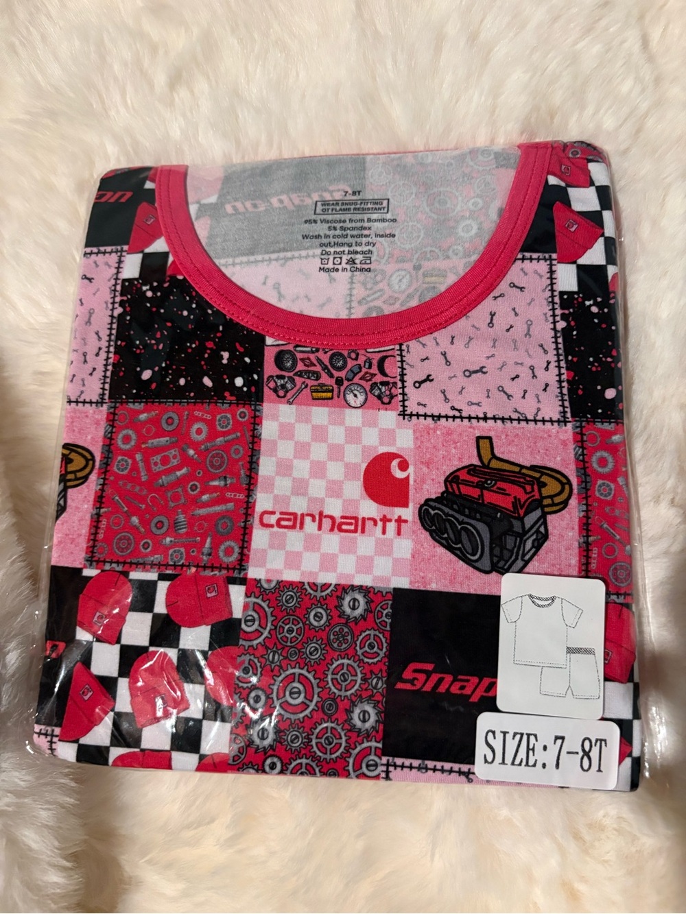 Carhartt Kids' Pink Patchwork Snap on Carhartt bamboo pjs